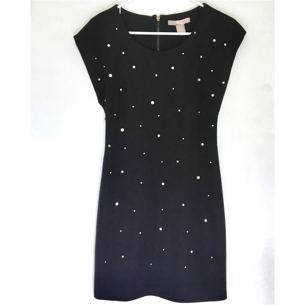 Little black dress w/ rhinestones | cap sleeves